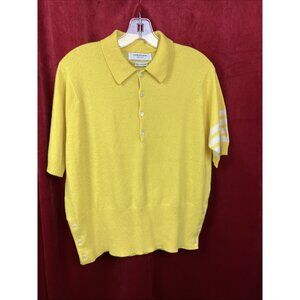 Sz 4 M Thom Browne Made In Scotland Cashmere Polo Shirt Pale Pink Stripe Sleeve